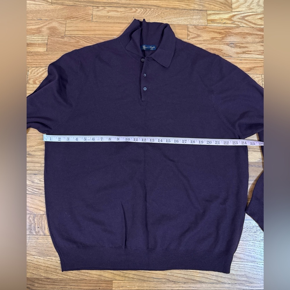 Garret Scott 100% Marino Wool Long Sleeve Polo Mens